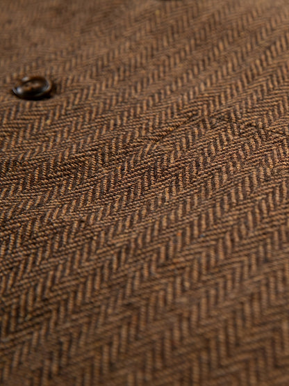 Etta | Waistcoat Brown Herringbone Tweed Notched Lapel for Women