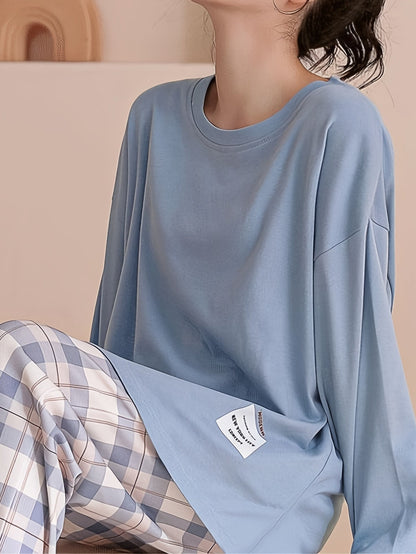 Wynne | Loungewear Set Pink Plaid Relaxed for Women