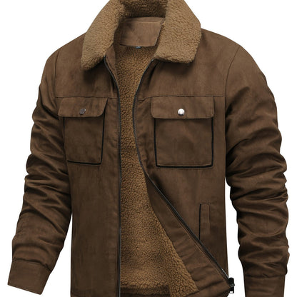 Jessamine | Trucker Jacket Brown Faux Suede Sherpa-Lined for Women