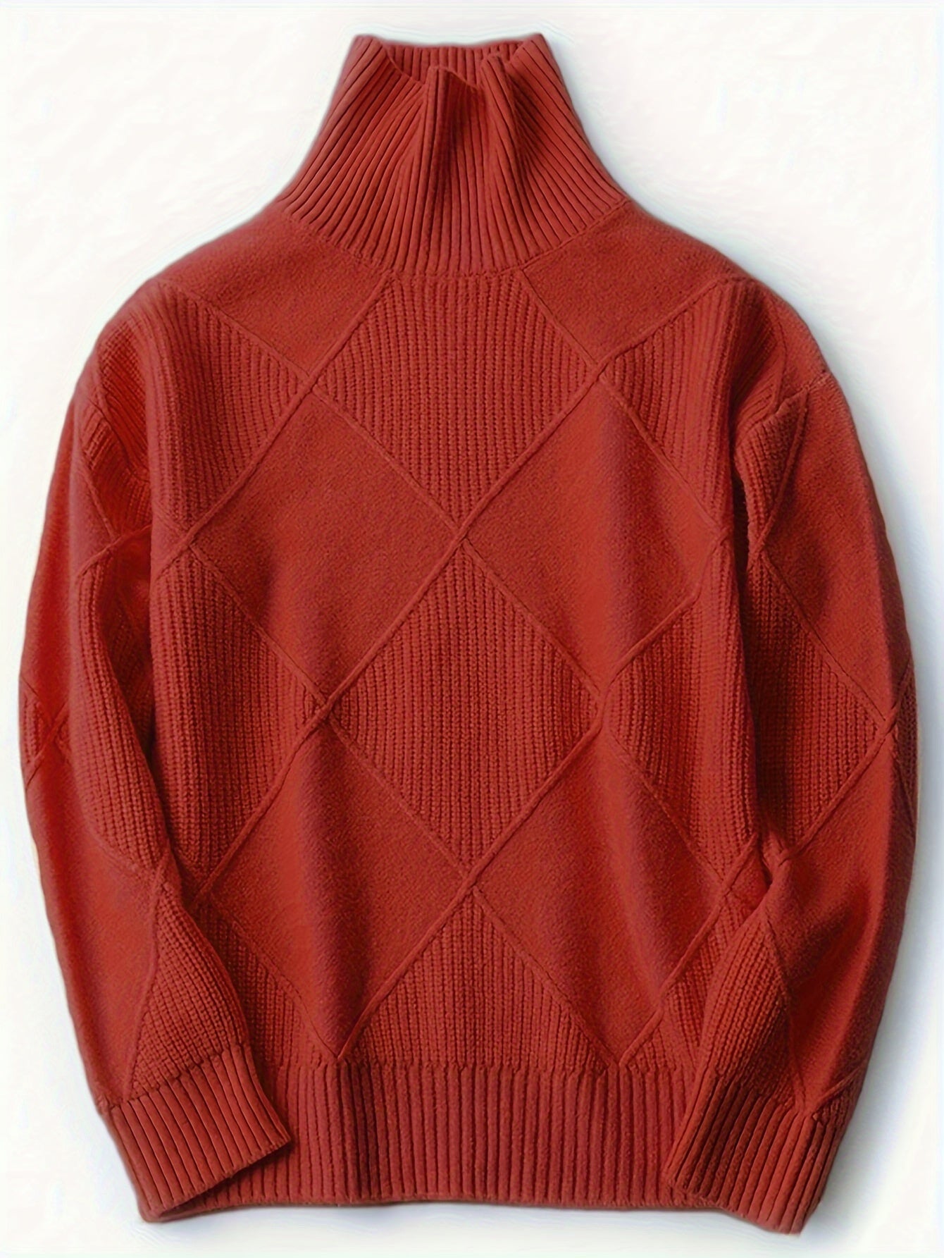 Hebe | Textured Turtleneck Sweater Green Diamond Knit for Women