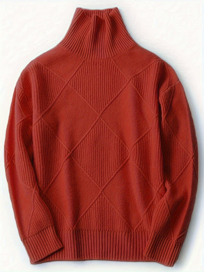 Hebe | Textured Turtleneck Sweater Green Diamond Knit for Women