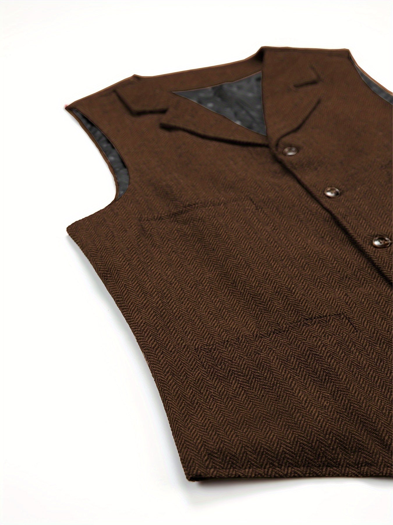 Etta | Waistcoat Brown Herringbone Tweed Notched Lapel for Women
