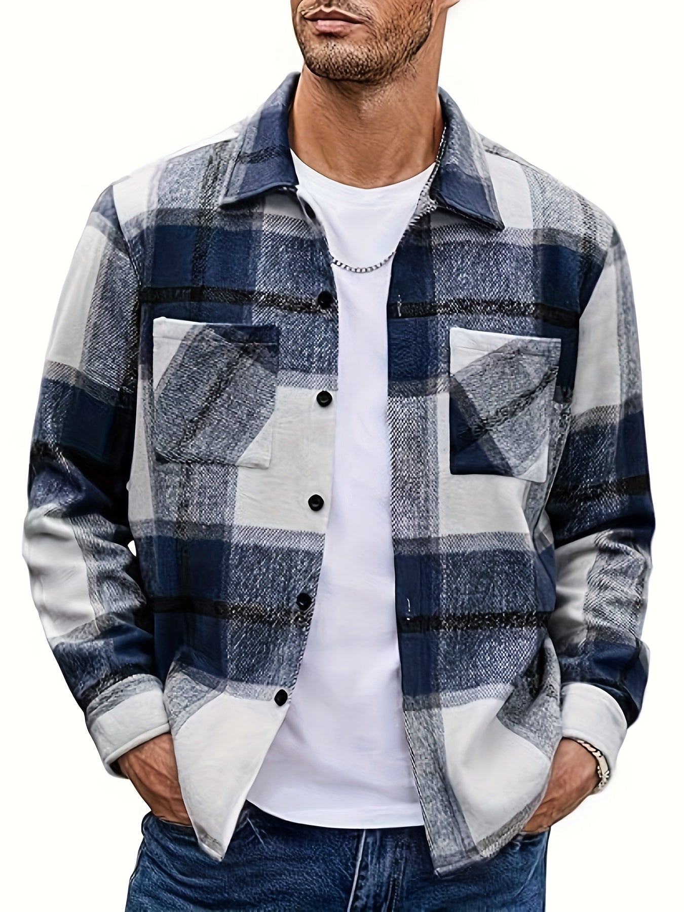 Ivor | Shirt Jacket Khaki Plaid Brushed Flannel for Men