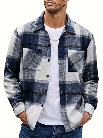 Ivor | Shirt Jacket Khaki Plaid Brushed Flannel for Men