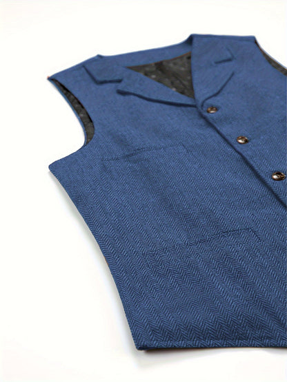 Etta | Waistcoat Brown Herringbone Tweed Notched Lapel for Women