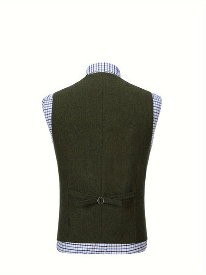Etta | Waistcoat Brown Herringbone Tweed Notched Lapel for Women