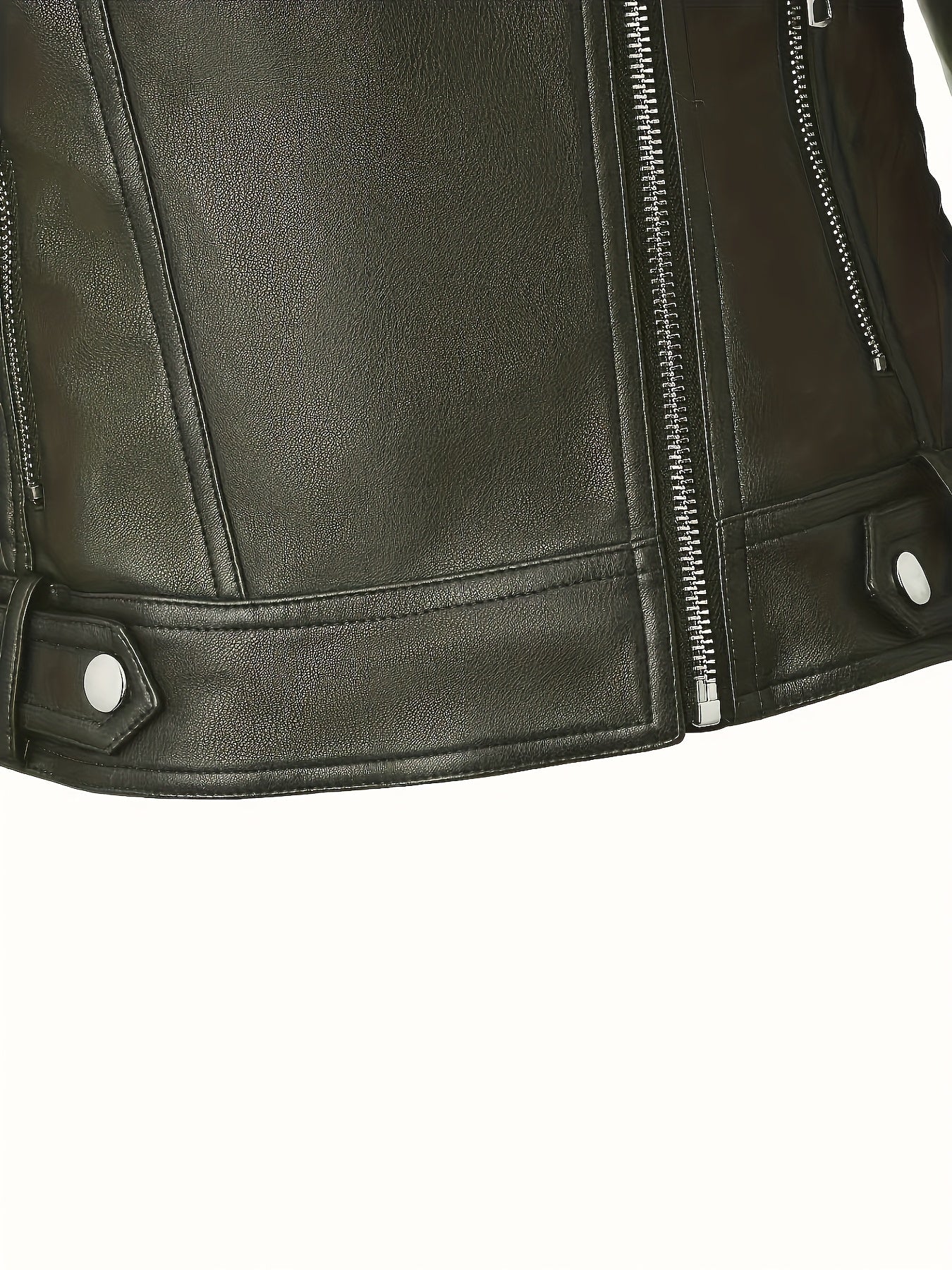 Briony | Biker Jacket Black Faux Leather Asymmetric Zip for Women