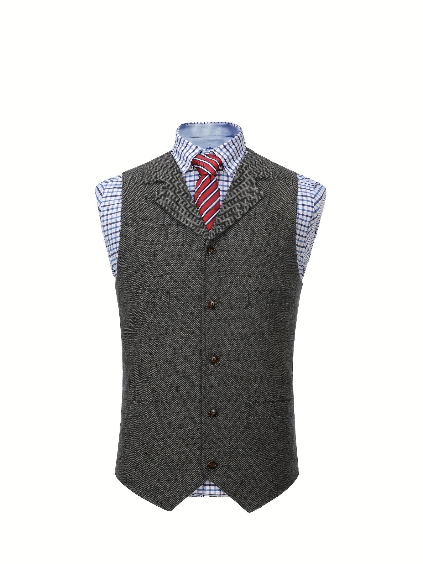 Etta | Waistcoat Brown Herringbone Tweed Notched Lapel for Women