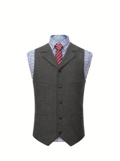 Etta | Waistcoat Brown Herringbone Tweed Notched Lapel for Women