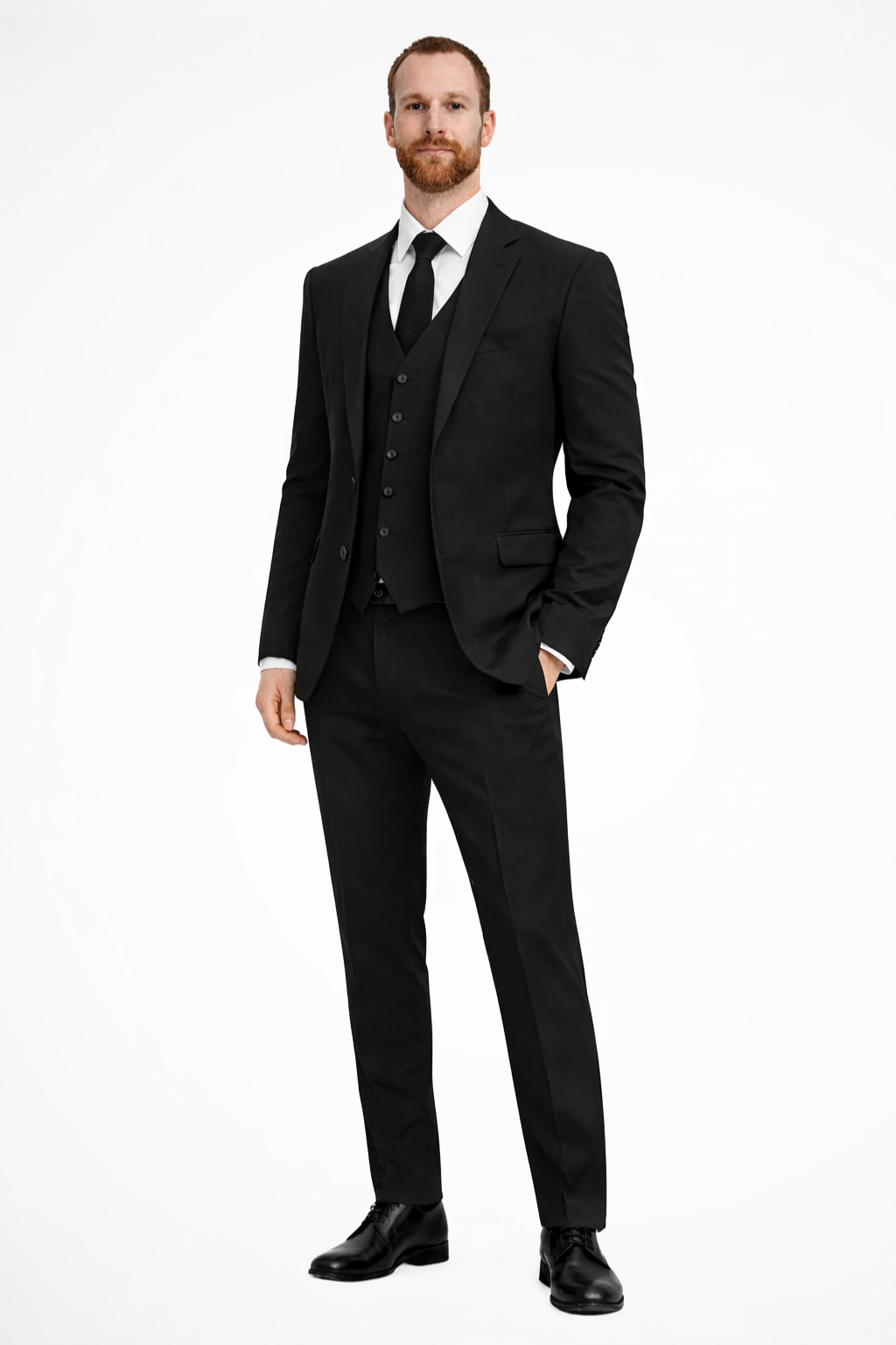 Cassius | Suit Black Slim Fit Three-Piece for Men