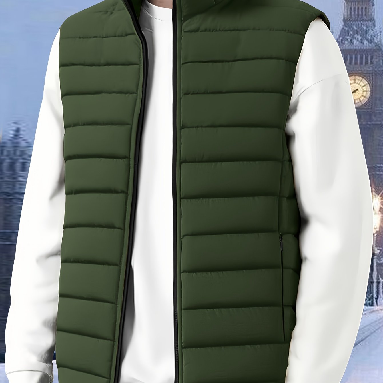 Juniper | Quilted Gilet Olive Green Stand Collar Lightweight for Women