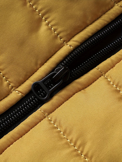 Henrietta | Puffer Jacket Mustard Yellow Quilted Stand Collar for Women