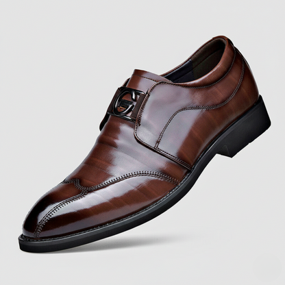 Ewan | Loafers Brown Vegan Leather Buckle Detail Slip-On for Men