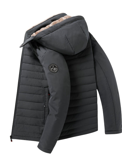 Sybil | Hooded Coat Black Fleece-Lined Insulated for Women