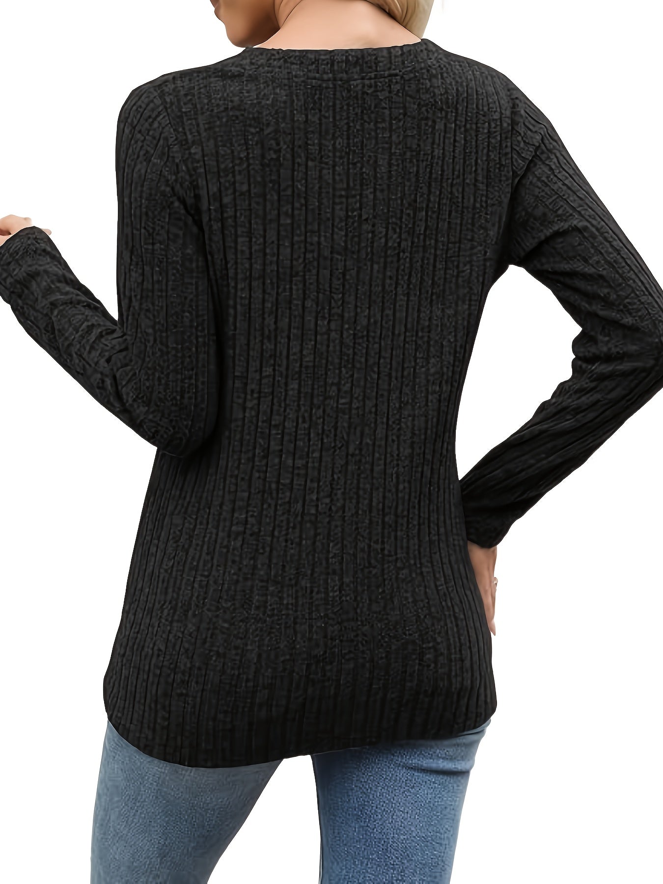 Verona | Top Green Ribbed Button-Neck for Women
