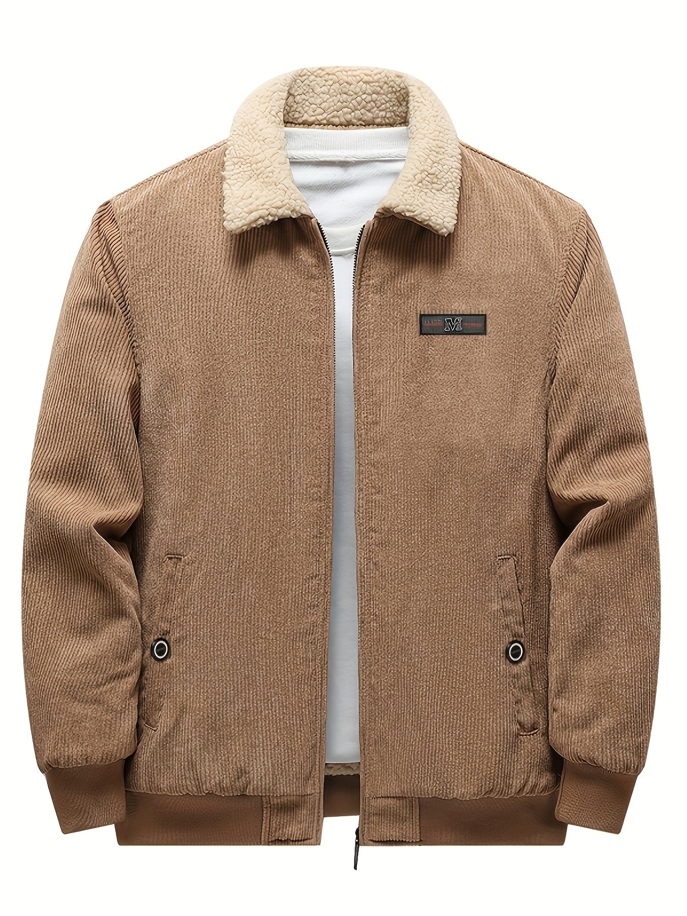 Jemima | Corduroy Jacket Black Sherpa-Lined Zip-Up for Women