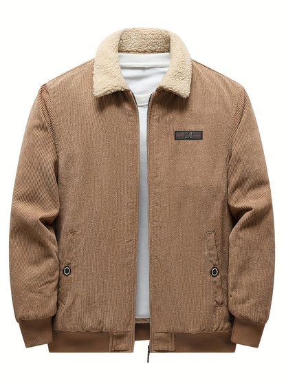 Jemima | Corduroy Jacket Black Sherpa-Lined Zip-Up for Women
