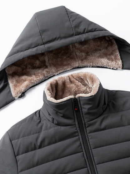 Sybil | Hooded Coat Black Fleece-Lined Insulated for Women