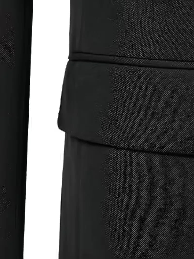 Nathaniel | Suit Black Slim Fit Three-Piece Double-Breasted Waistcoat for Men