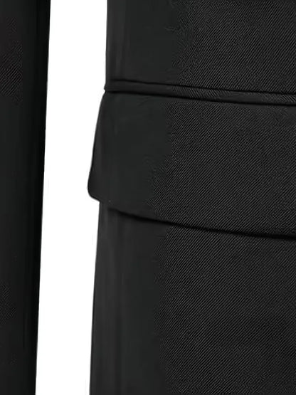 Nathaniel | Suit Black Slim Fit Three-Piece Double-Breasted Waistcoat for Men