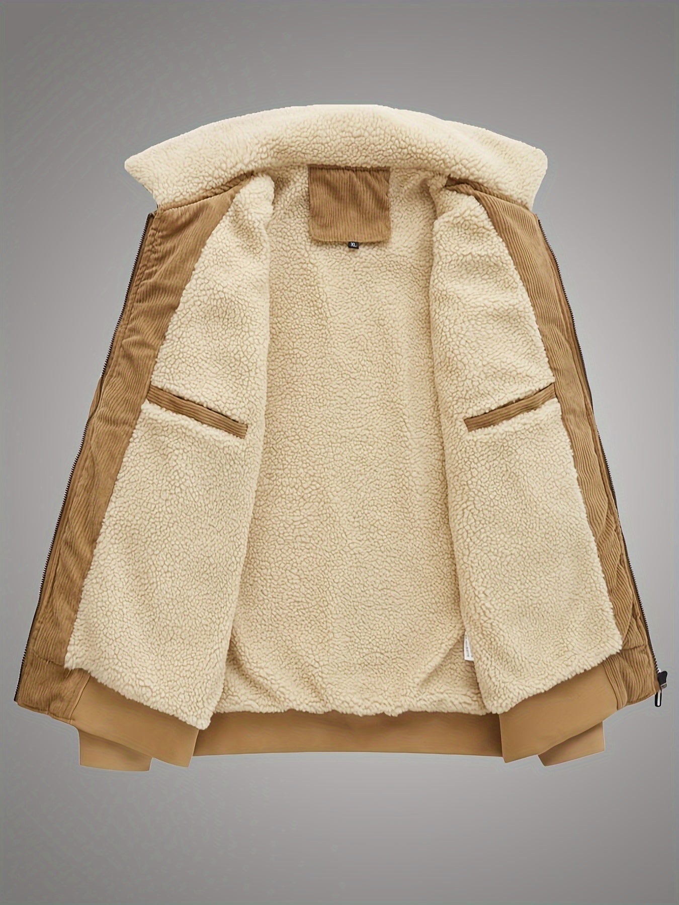 Jemima | Corduroy Jacket Black Sherpa-Lined Zip-Up for Women