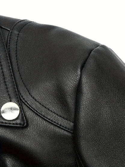 Briony | Biker Jacket Black Faux Leather Asymmetric Zip for Women