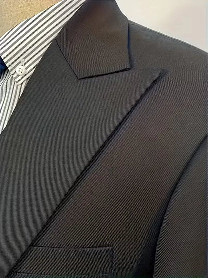 Nathaniel | Suit Black Slim Fit Three-Piece Double-Breasted Waistcoat for Men