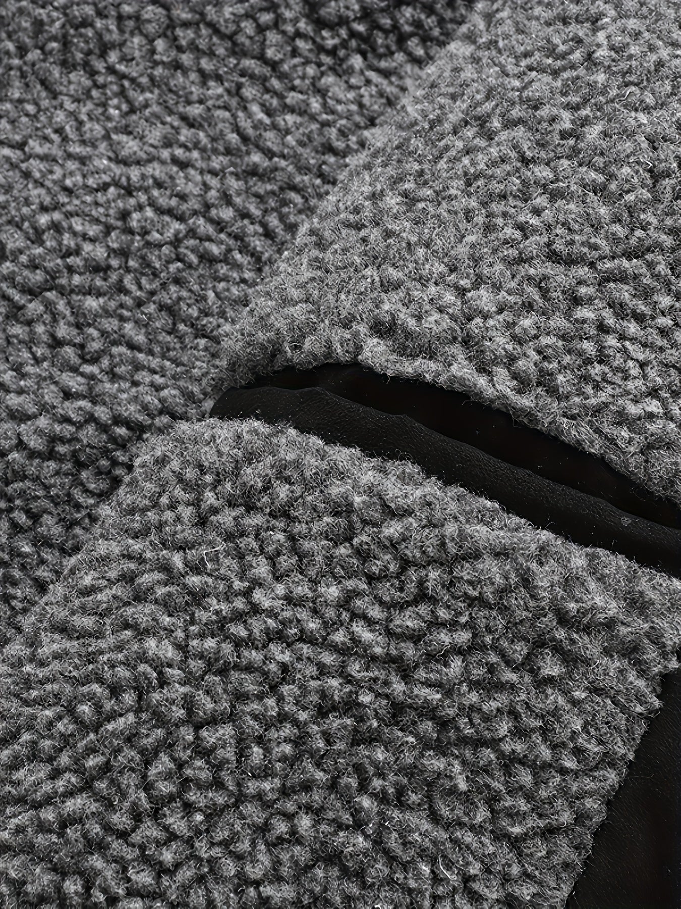 Jemima | Corduroy Jacket Black Sherpa-Lined Zip-Up for Women