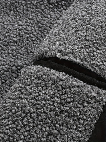 Jemima | Corduroy Jacket Black Sherpa-Lined Zip-Up for Women
