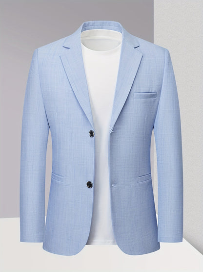 Monty | Blazer Beige Linen-Look Textured Single-Breasted for Men