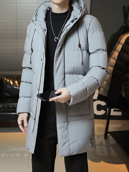 Wilhelmina | Longline Puffer Coat Black Hooded Quilted for Women