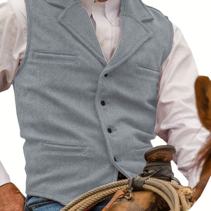 Etta | Waistcoat Brown Herringbone Tweed Notched Lapel for Women