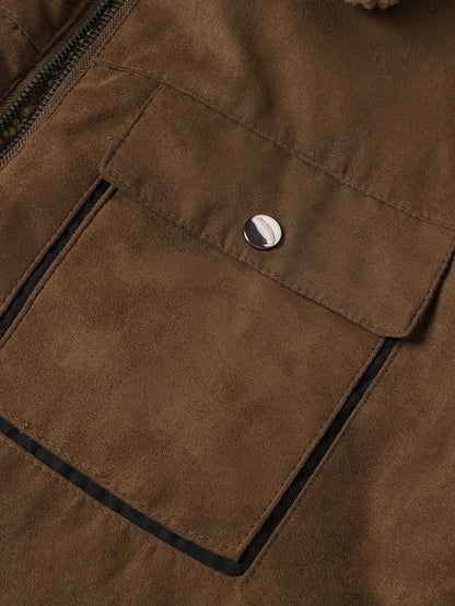 Jessamine | Trucker Jacket Brown Faux Suede Sherpa-Lined for Women