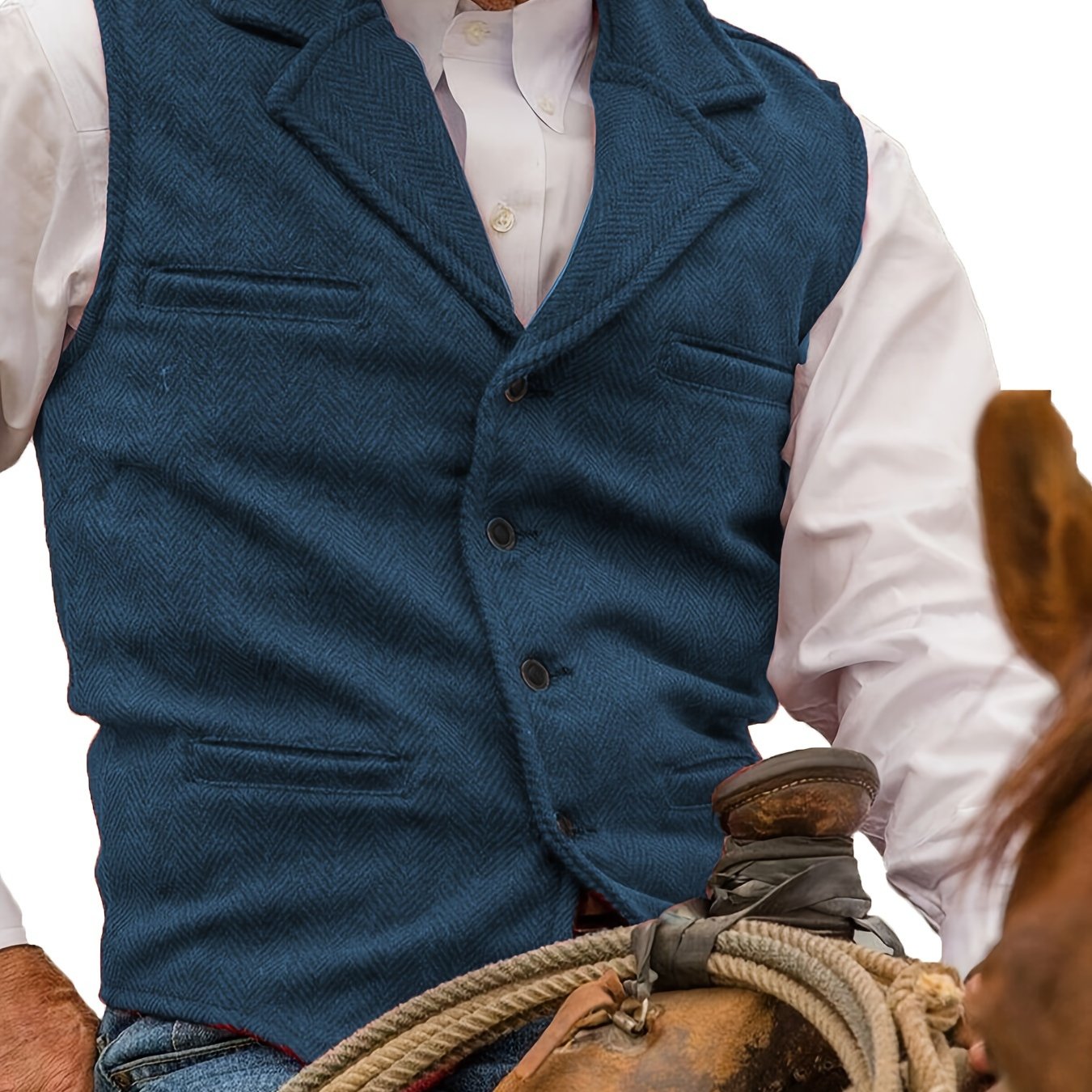 Etta | Waistcoat Brown Herringbone Tweed Notched Lapel for Women