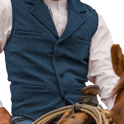 Etta | Waistcoat Brown Herringbone Tweed Notched Lapel for Women