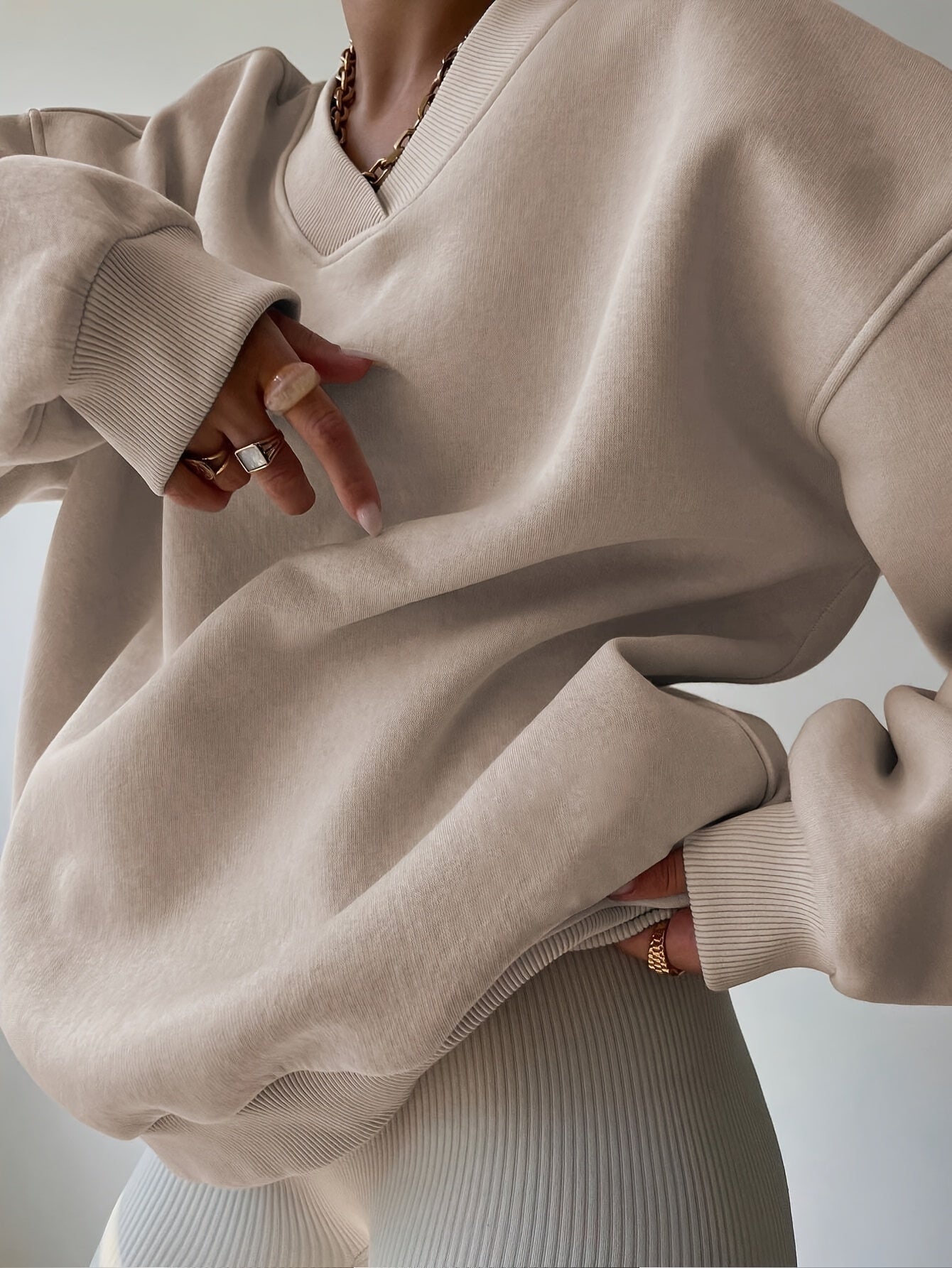 Tamsyn | Half-Zip Sweatshirt Oatmeal Oversized for Women
