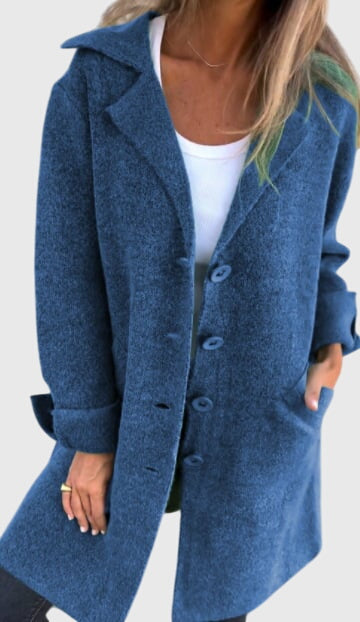Rosie | Coat Pink Wool-Blend Button-Front Blazer for Women