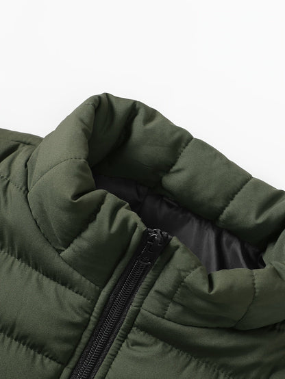 Juniper | Quilted Gilet Olive Green Stand Collar Lightweight for Women