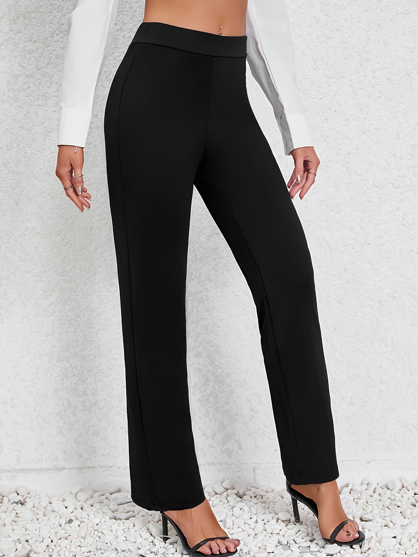 Rosie | Trousers Black Ponte Straight-Leg High-Waisted for Women