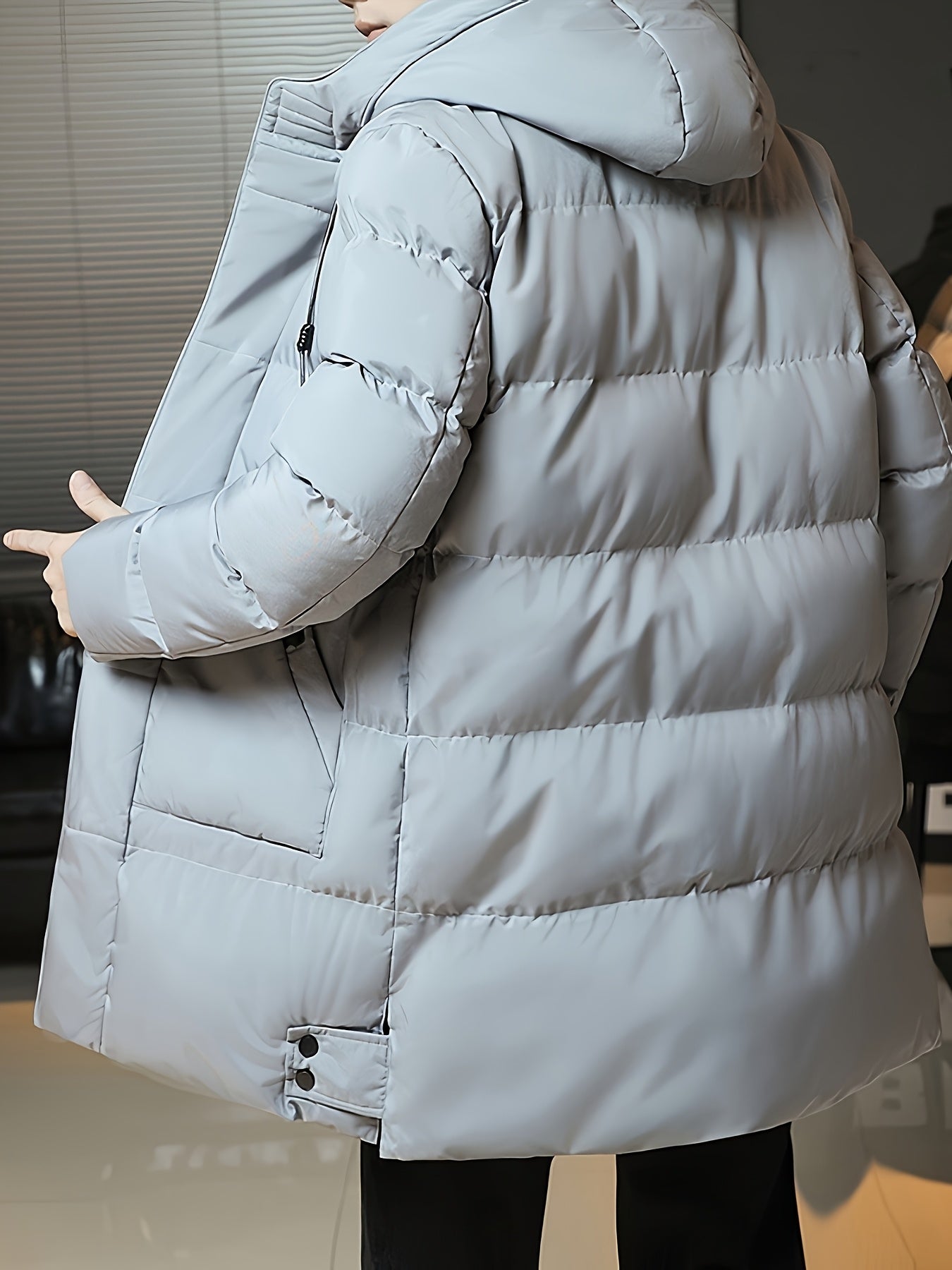 Wilhelmina | Longline Puffer Coat Black Hooded Quilted for Women