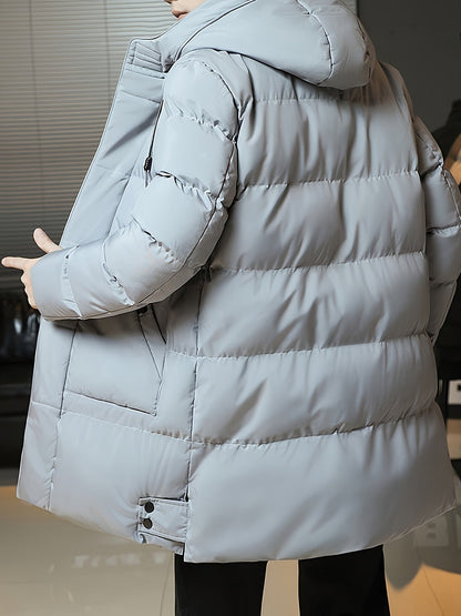 Wilhelmina | Longline Puffer Coat Black Hooded Quilted for Women