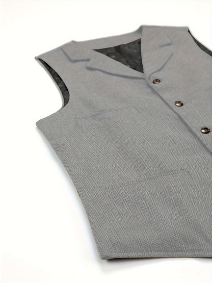 Etta | Waistcoat Brown Herringbone Tweed Notched Lapel for Women