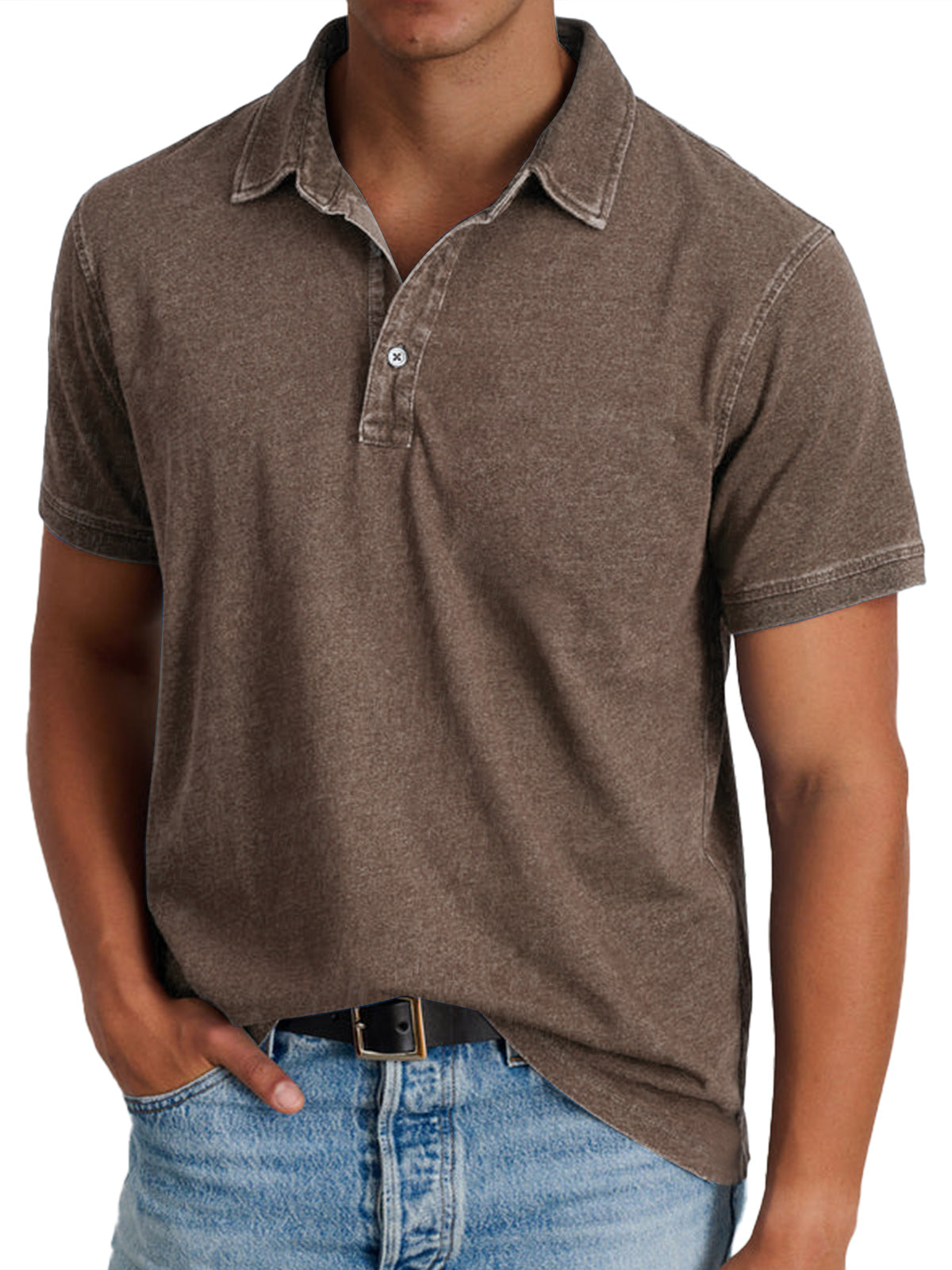 Alfred | Polo Shirt Washed Olive Polyester Relaxed Fit for Men