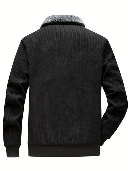 Jemima | Corduroy Jacket Black Sherpa-Lined Zip-Up for Women