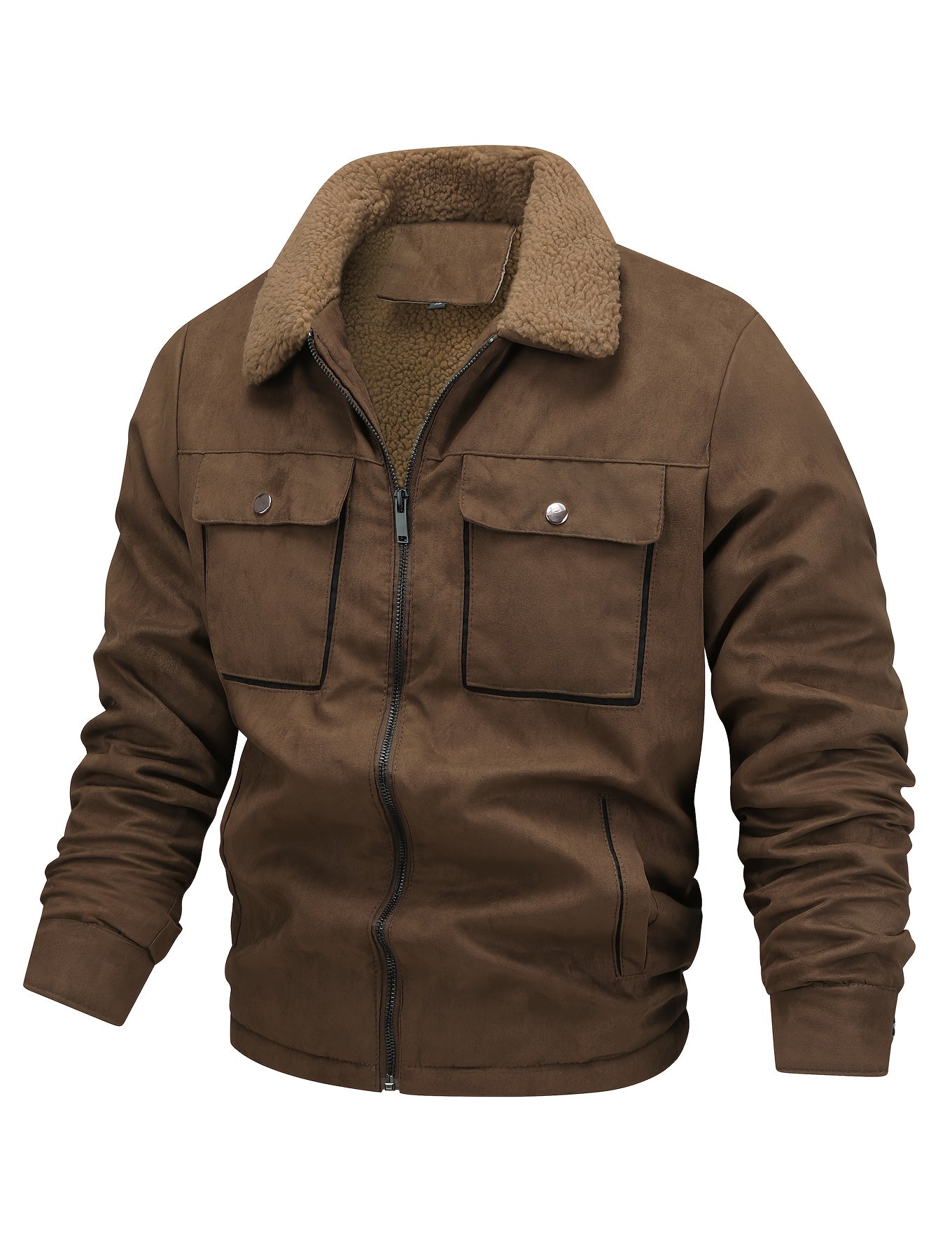 Jessamine | Trucker Jacket Brown Faux Suede Sherpa-Lined for Women