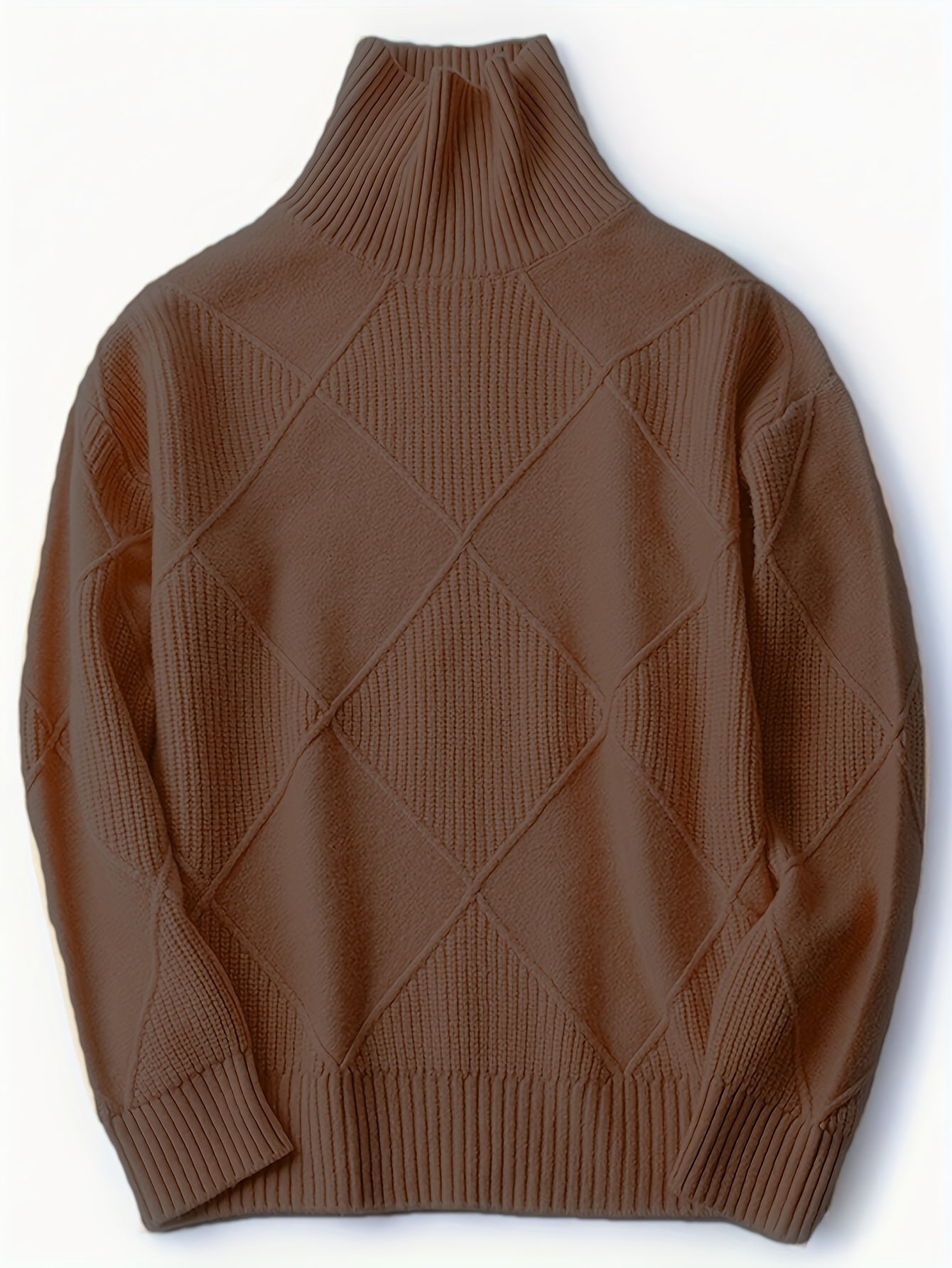 Hebe | Textured Turtleneck Sweater Green Diamond Knit for Women