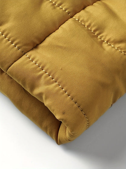 Henrietta | Puffer Jacket Mustard Yellow Quilted Stand Collar for Women