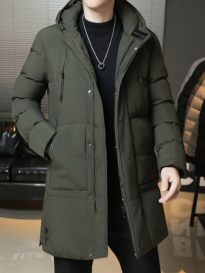 Wilhelmina | Longline Puffer Coat Black Hooded Quilted for Women