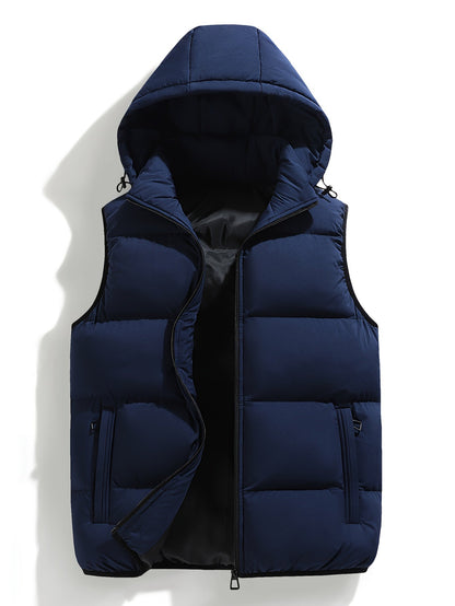 Ianthe | Puffer Gilet Navy Blue Hooded Padded for Women