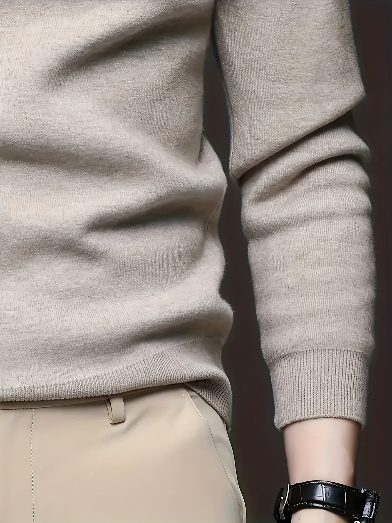 Tobias | Mock Neck Jumper Camel Ribbed Knit for Men